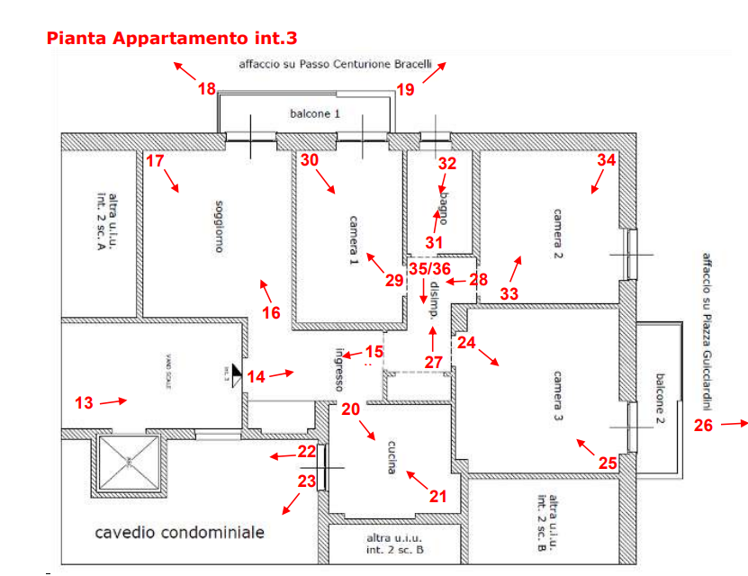 planimetria APPARTAMENTO ACCESSORIATO ALL'ASTA IN PIAZZA GUICCIARDINI, GENOVA (GE) - 1