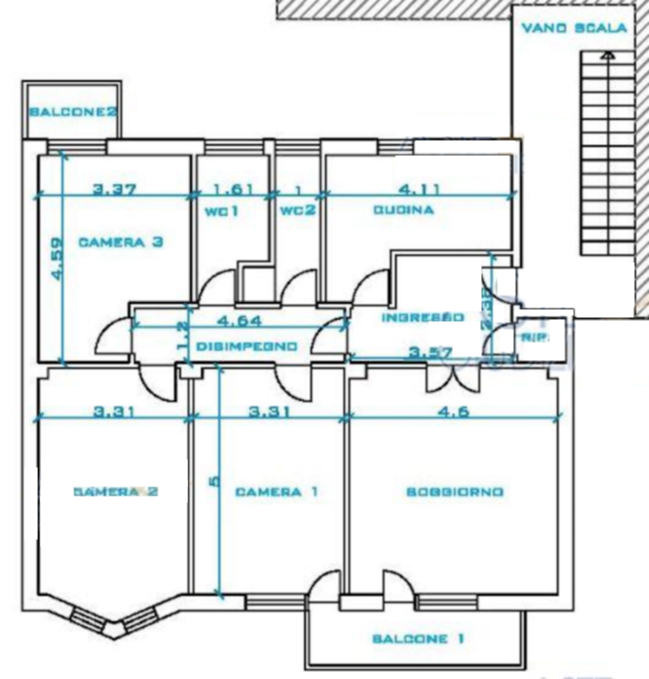 planimetria AMPIO APPARTAMENTO MULTIACCESSORIATO ALL'ASTA IN VIA SILA PERSICHELLI, L'AQUILA (AQ) - 1