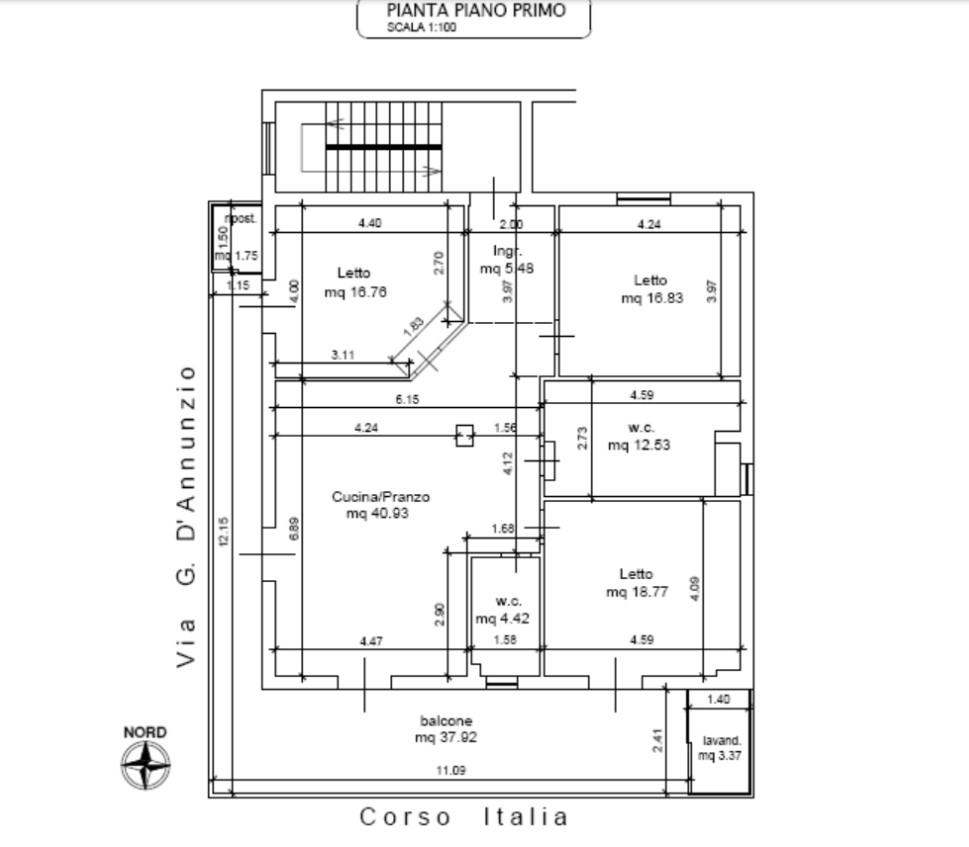 planimetria QUADRILOCALE IN VENDITA ALL'ASTA IN CORSO ITALIA, CASAVATORE (NA) - 1