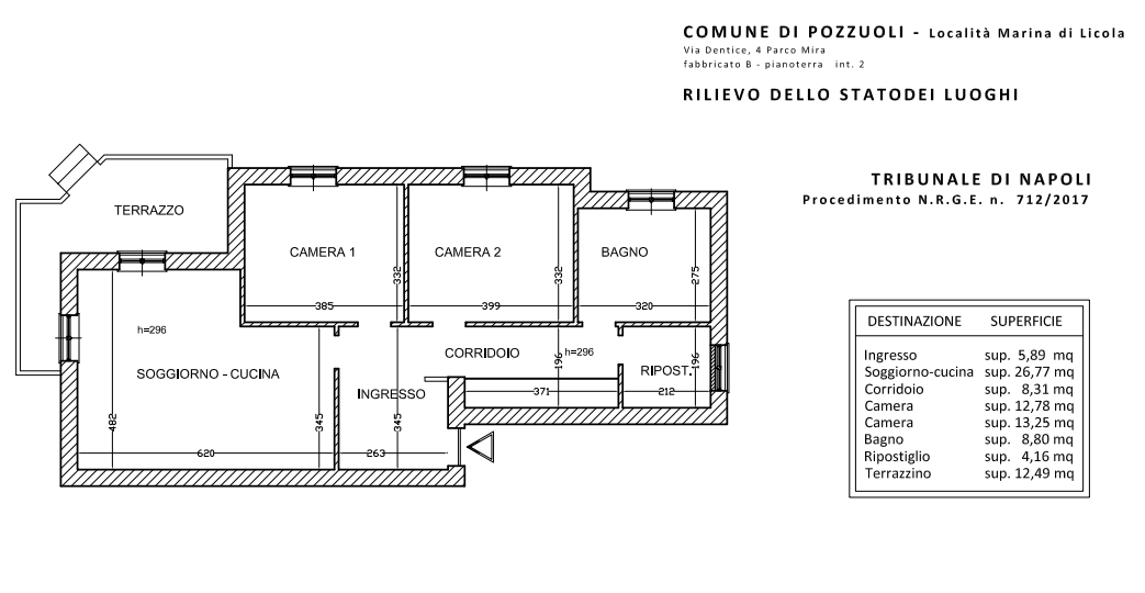 planimetria TRILOCALE CON RIPOSTIGLIO ALL'ASTA IN VIA DENTICE A POZZUOLI (NA) - 1