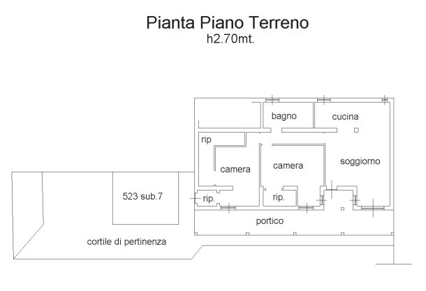 planimetria TRILOCALE ACCESSORIATO CON GIARDINO E BOX ALL'ASTA IN VIA FABRIZIO MAFFI, TRINO (VC) - 1