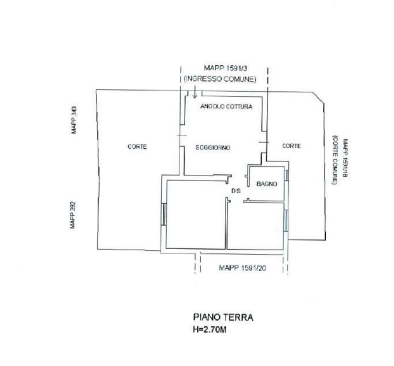 planimetria TRILOCALE CON GIARDINO DA ULTIMARE ALL'ASTA IN VIA DEL NESPOLO A MULAZZO (MS) - 1
