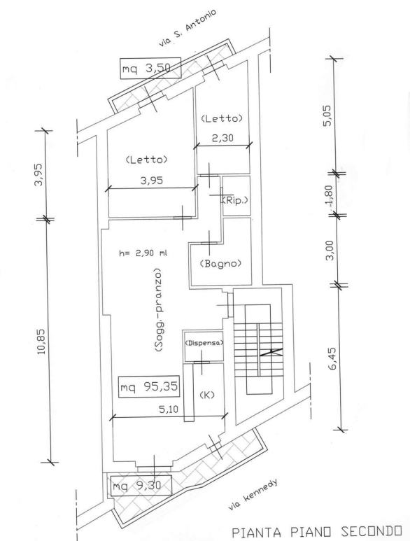 planimetria TRILOCALE SU DUE LIVELLI ACCESSORIATO IN VIALE KENNEDY A MONTESCAGLIOSO (MT) - 1