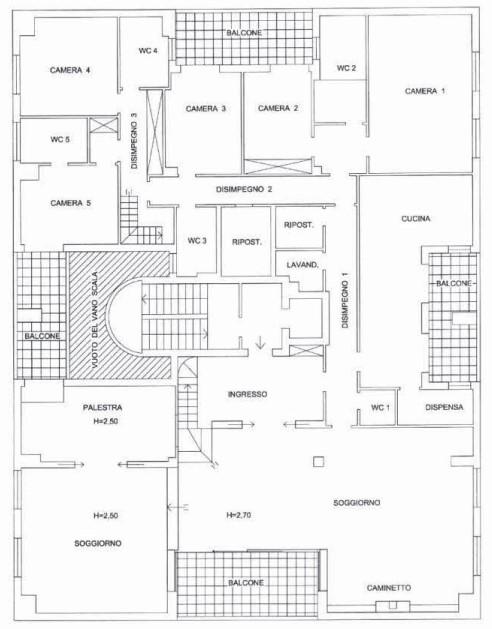 planimetria AMPIO APPARTAMENTO CON ACCESSORI ALL'ASTA IN VIA VERDI, RENDE (CS) - 1