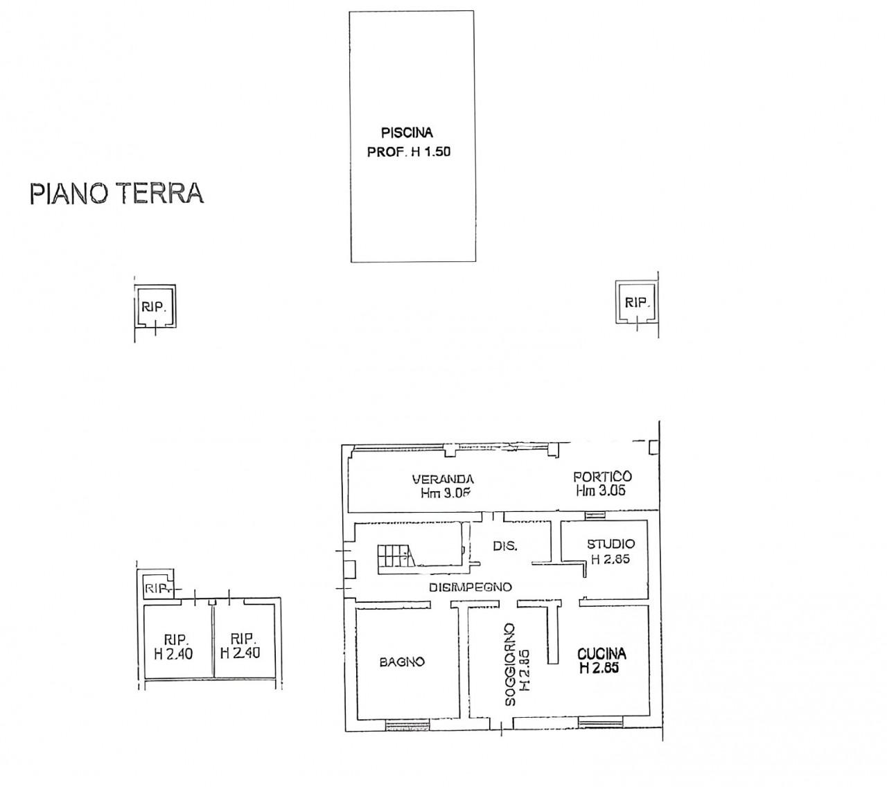 planimetria CASA SINGOLA ALL'ASTA CON GIARDINO E PISCINA IN VIA ROBBIO, PALESTRO (PV) - 1