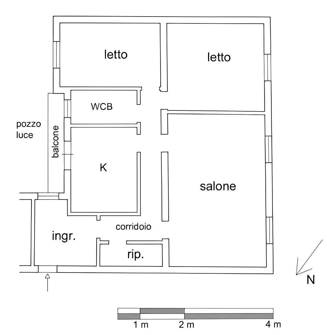 planimetria TRILOCALE CON BALCONE ALL'ASTA IN VIA VITTORIO EMANUELE, ALTOFONTE (PA) - 1
