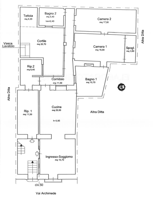 planimetria APPARTAMENTO CON CORTILE ALL'ASTA IN VIA ARCHIMEDE, FLORIDIA (SR) - 1