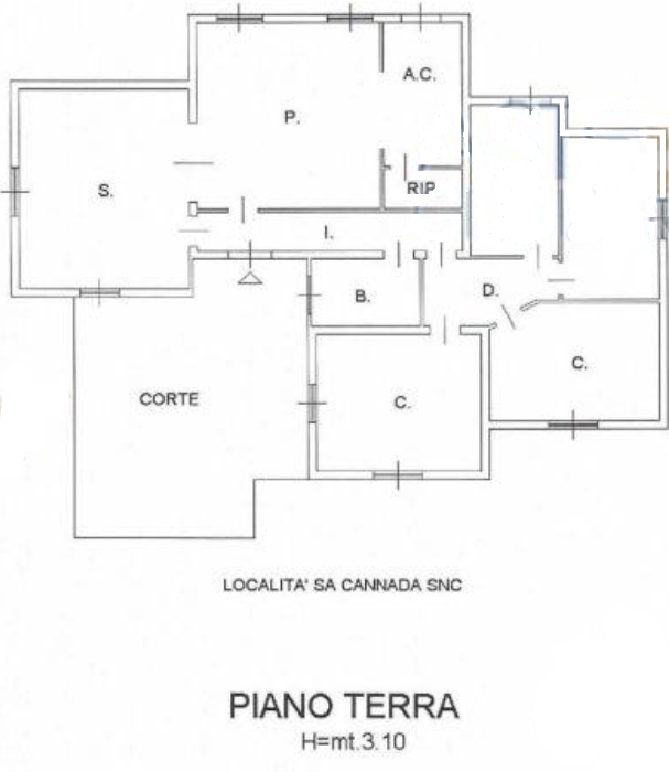 planimetria AMPIA ABITAZIONE CON ACCESSORI ALL'ASTA IN LOCALITÀ SA CANNADA, ASSEMINI (CA) - 1