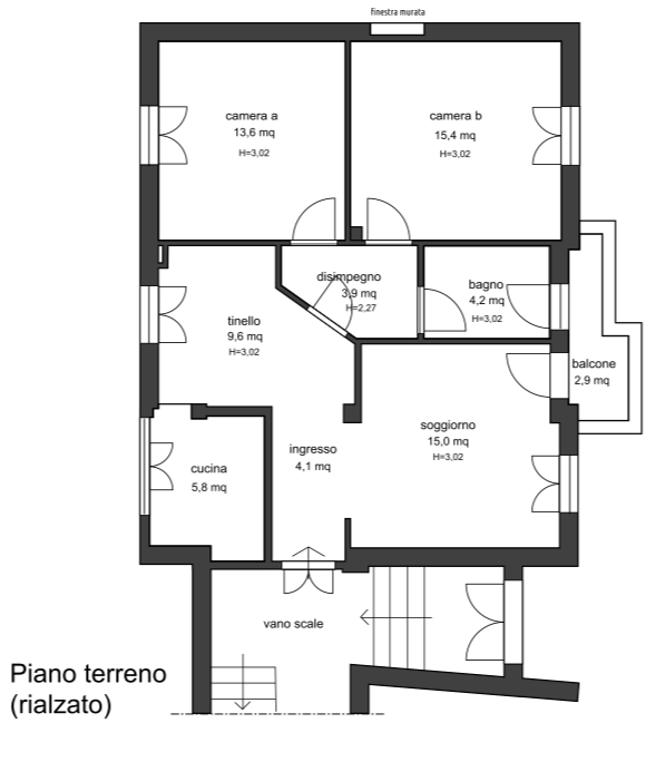 planimetria AMPIO TRILOCALE ALL'ASTA CON BALCONE E CANTINA IN VIA DELLE ORTENSIE, TERNI (TR) - 1