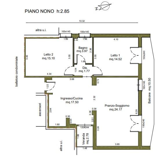 planimetria TRILOCALE CON ACCESSORI ALL'ASTA IN VIA GIOVANNINA, COMUNE DI CENTO (FE) - 1