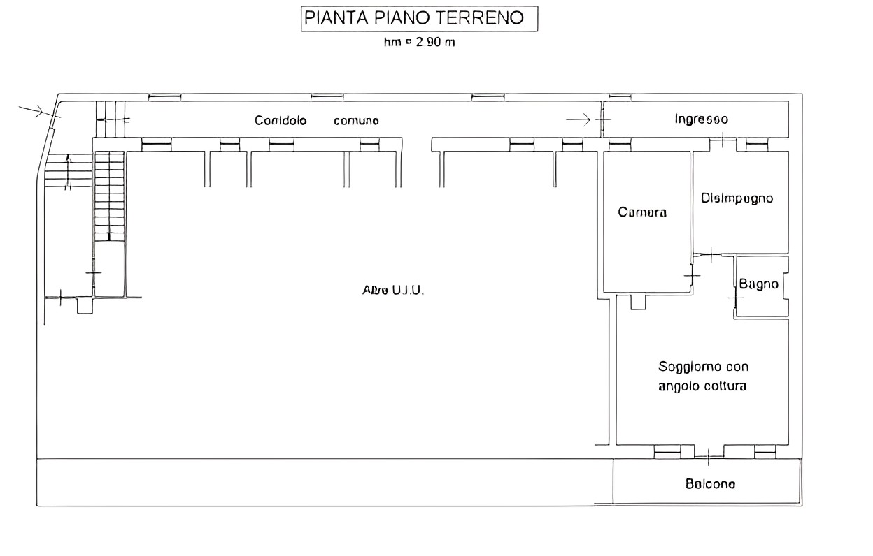 planimetria AMPIO MONOLOCALE CON CANTINA ALL'ASTA IN STRADA BRUSIERA, COMUNE DI CERES (TO) - 1