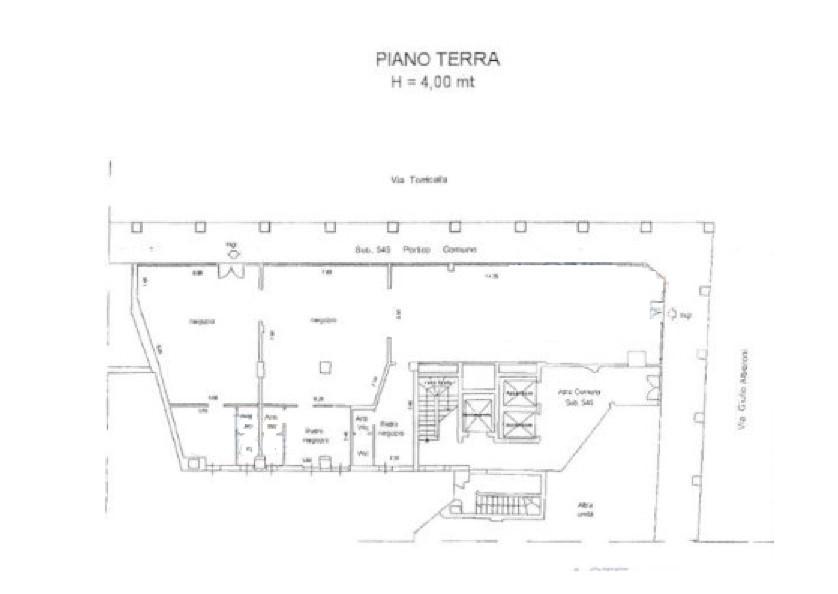 planimetria APPARTAMENTO, NEGOZI, MAGAZZINO, POSTI AUTO ALL'ASTA IN VIA TORRICELLA, PIACENZA (PC) - 1
