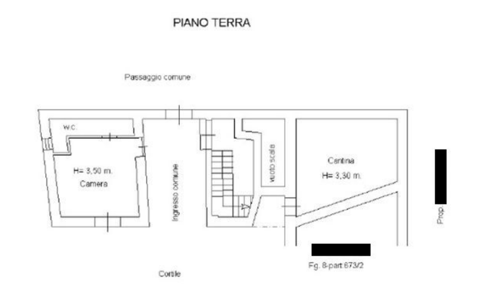 planimetria CASA SU DUE PIANI ALL'ASTA CON CORTE IN VIA UMBERTO I, CALVANICO (SA) - 1
