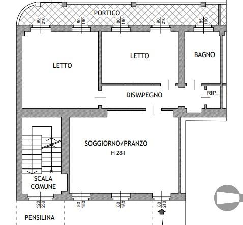 planimetria TRILOCALE CON GIARDINO ALL'ASTA IN VIA ROMA, ROTTOFRENO (PC) - 1