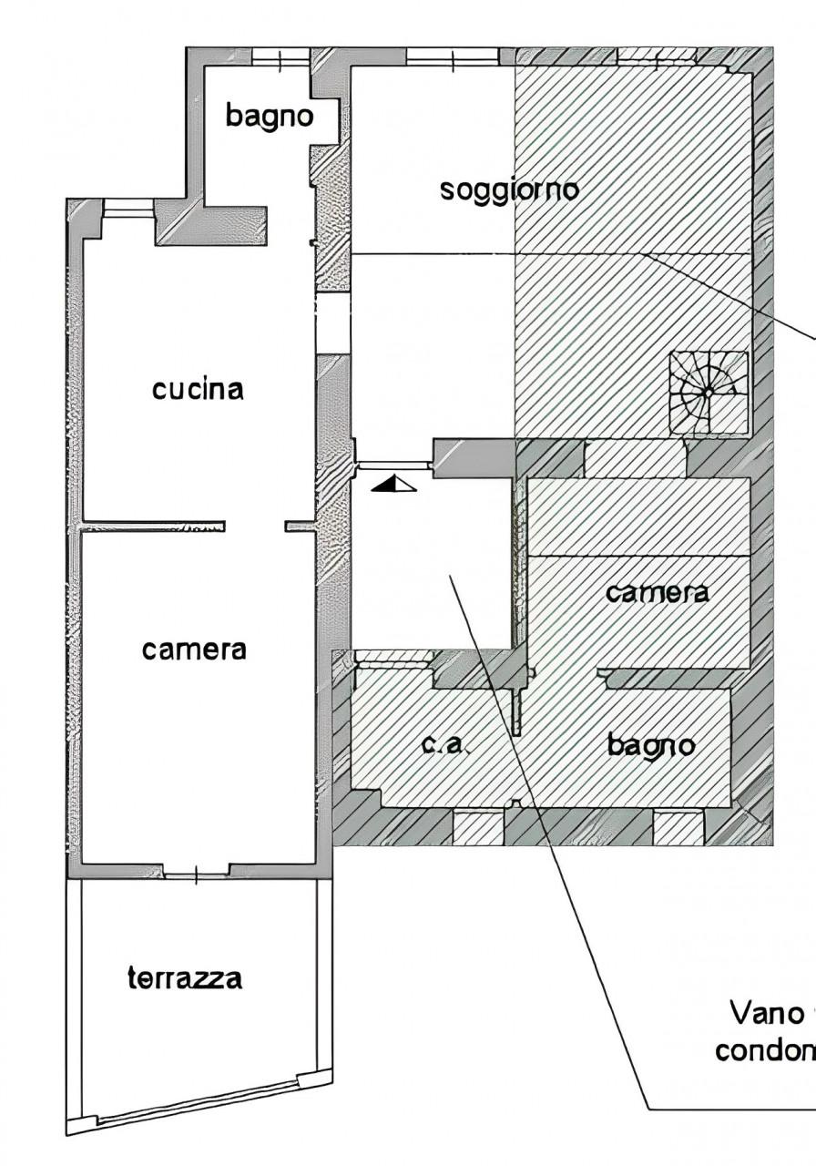planimetria TRILOCALE CON TERRAZZO ALL'ASTA IN VIA DEL PELLEGRINO, ROMA (RM) - 1