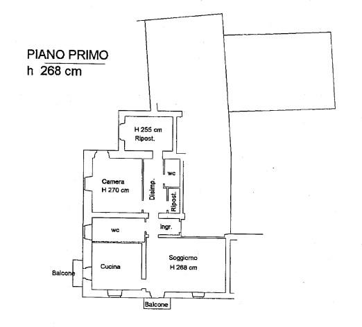 planimetria AMPIO BILOCALE CON GARAGE ALL'ASTA IN VIA ROMA, CRESCENTINO (VC) - 1