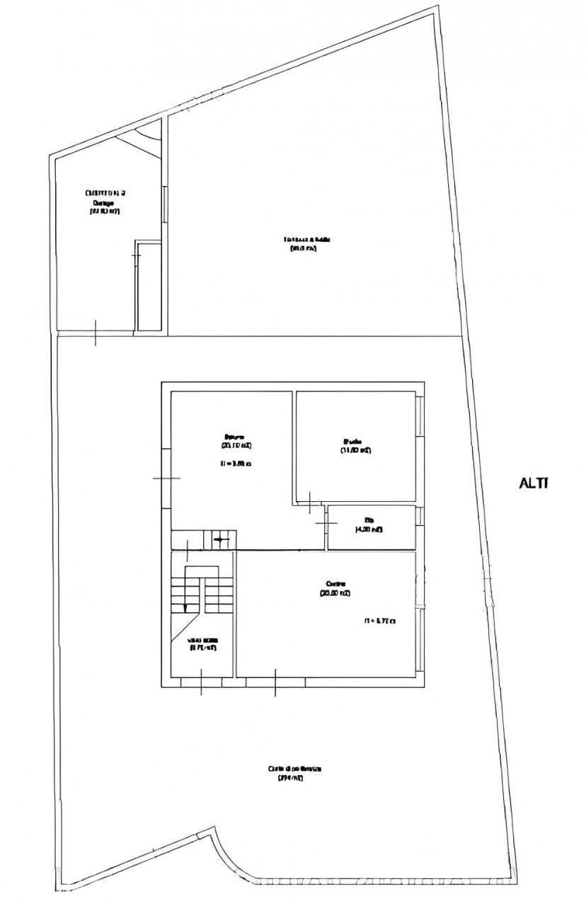 planimetria VILLA CON TERRAZZO, GARAGE E GIARDINO ALL'ASTA IN VIA DEL GALLO, MISTERBIANCO (CT) - 1