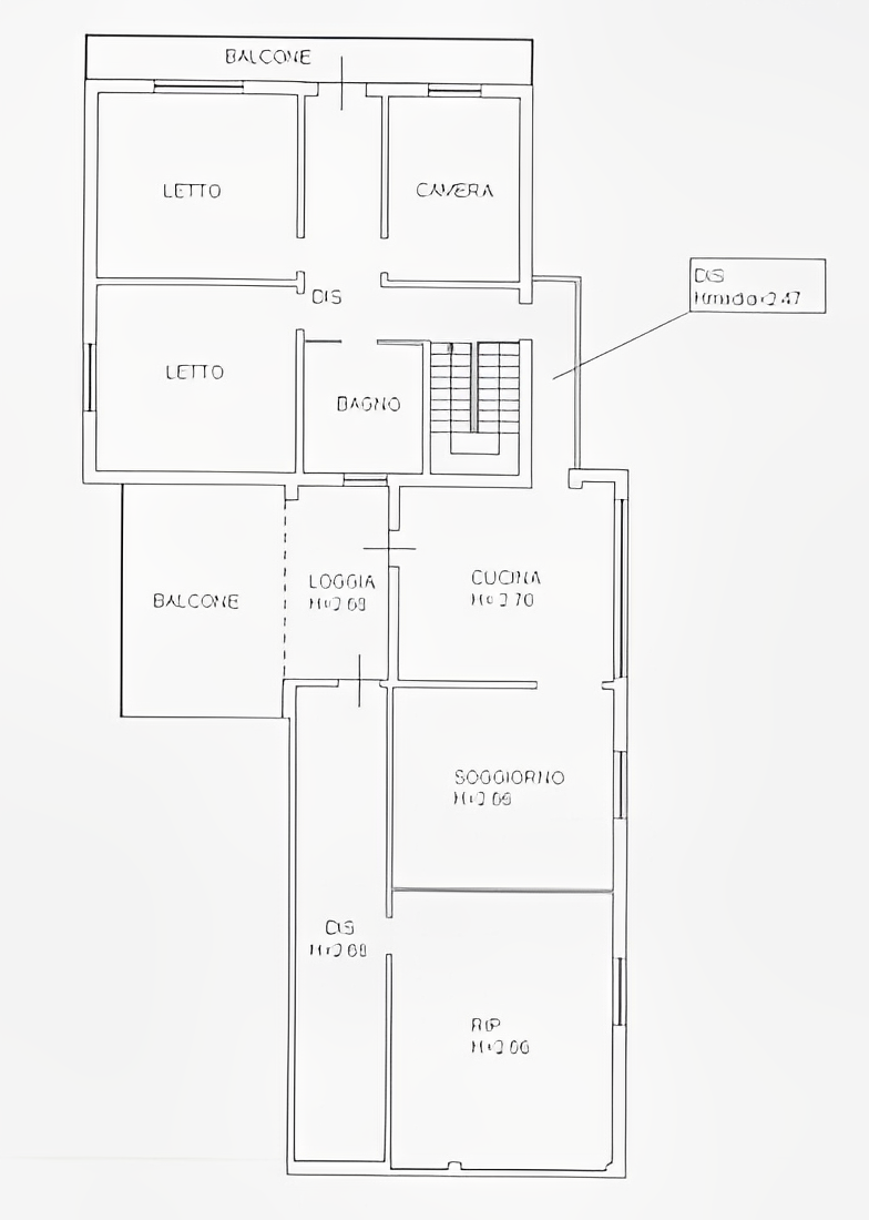 planimetria TRILOCALE ALL'ASTA CON GARAGE E TERRAZZO IN VIA FIUMAZZO, LUGO (RA) - 1