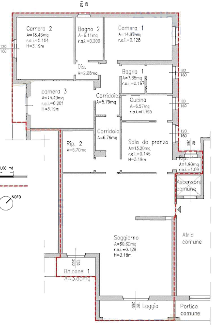 planimetria QUADRILOCALE CON CANTINA ALL'ASTA IN VIA BENACENSE, BRESCIA (BS) - 1