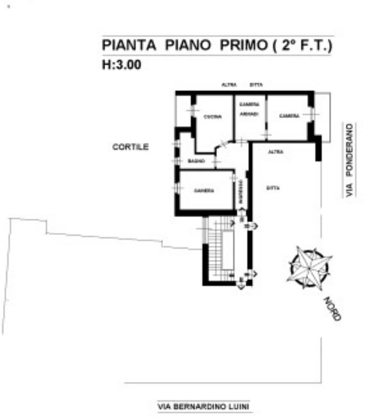 planimetria TRILOCALE CON CANTINA ALL'ASTA IN VIA PONDERANO, TORINO (TO) - 1
