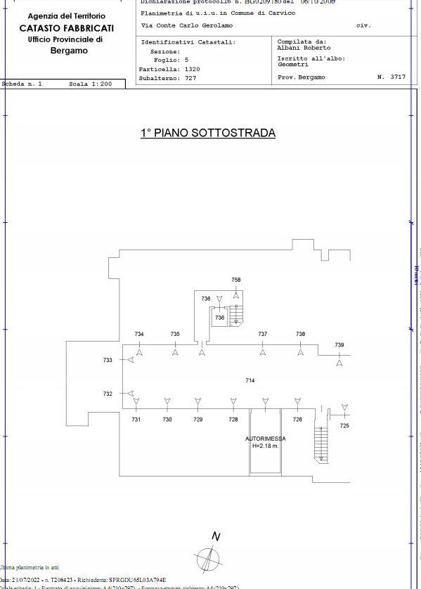 planimetria IN VENDITA ALL'ASTA BILOCALE CON GARAGE IN VIA CARLO GEROLAMO, CARVICO (BG) - 1