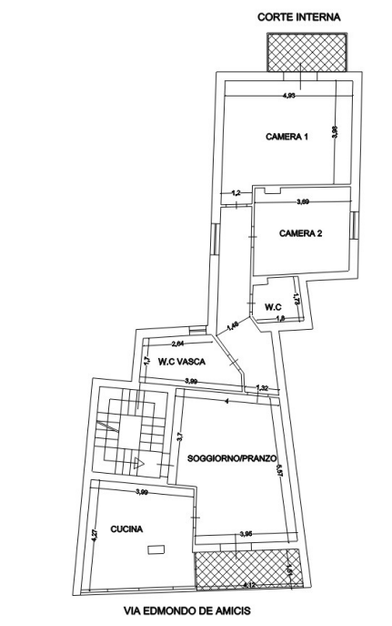 planimetria TRILOCALE CON TERRAZZO ALL'ASTA IN VIA EDMONDO DE AMICIS, VILLABATE (PA) - 1