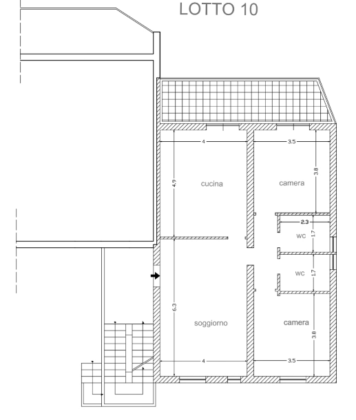 planimetria TRILOCALE CON BALCONE ALL'ASTA IN VIA LICOLA MARE, GIUGLIANO IN CAPANIA (NA) - 1