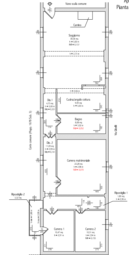 planimetria QUADRILOCALE CON CANTINA ALL'ASTA IN VIA GIBELLI, SANTA CRISTINA E BISSONE (PV) - 1