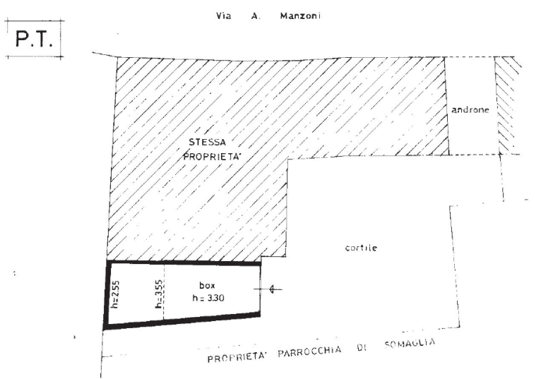 planimetria DUE APPARTAMENTI, UFFICIO, NEGOZIO E BOX ALL'ASTA IN VIA MANZONI, SOMAGLIA (LO) - 1