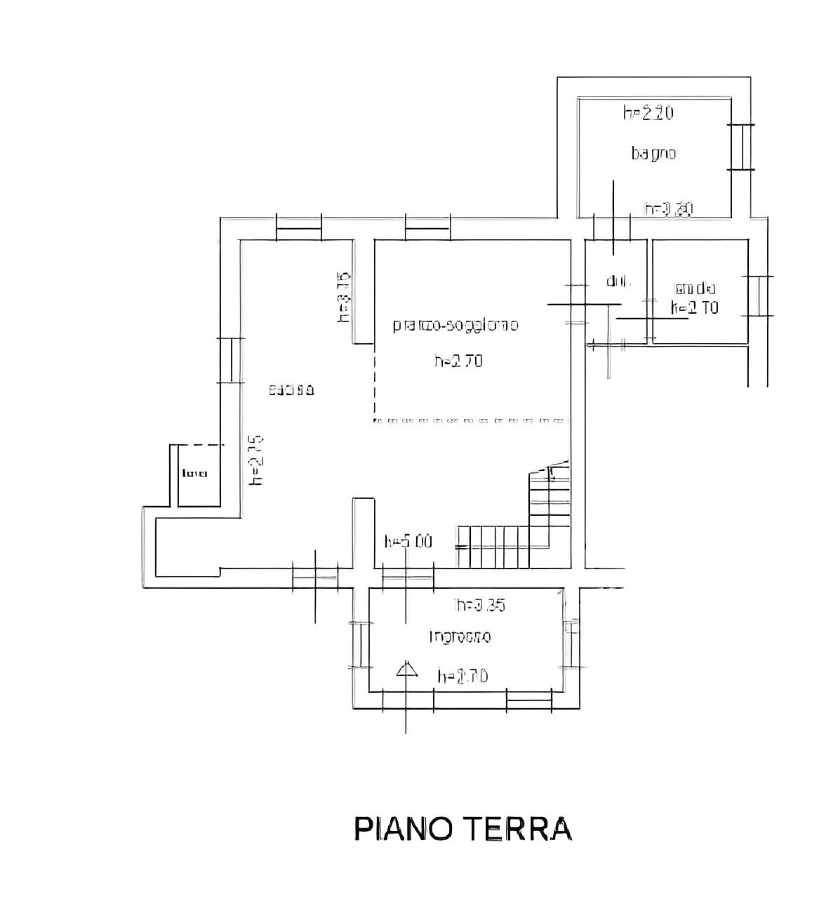 planimetria CASA SINGOLA CON TERRENO ALL'ASTA IN VIA SAN PIETRO, STAFFOLO (AN) - 1