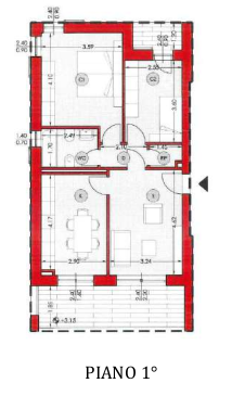planimetria TRILOCALE CON BOX AUTO ALL'ASTA IN VIA DEI CHIASSARELLI, MASSA MARITTIMA (GR) - 1