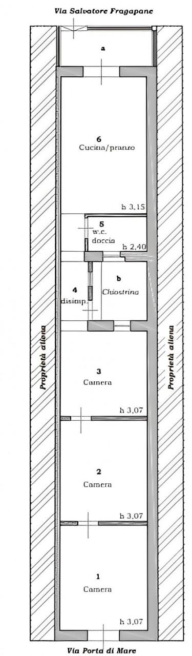 planimetria QUADRILOCALE ALL'ASTA IN VIA PORTA DI MARE, PALERMO (PA) - 1